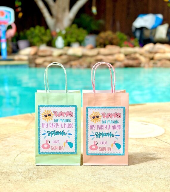 Pool Party Favor Bags: Splish Splash Birthday...