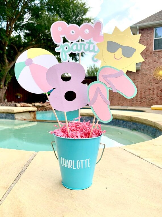 Pool Party Centerpiece: Personalized Birthday...