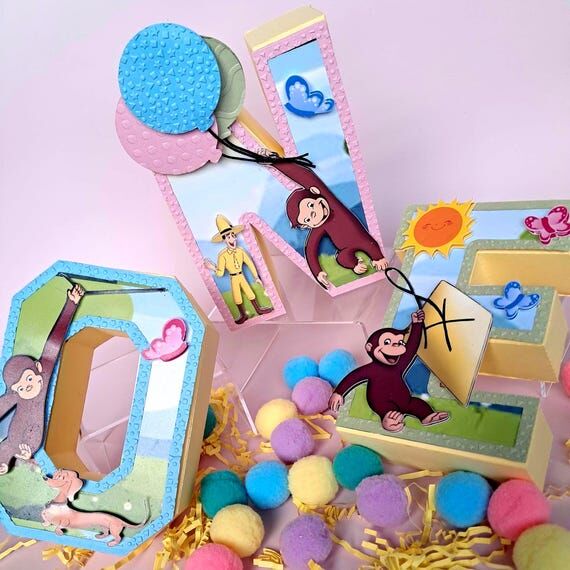 Curious George 3D Letter: Pastel Birthday Par...