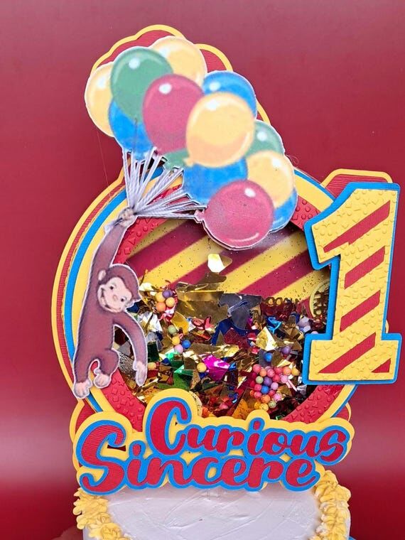 Curious George Shaker Cake Topper: Handmade P...