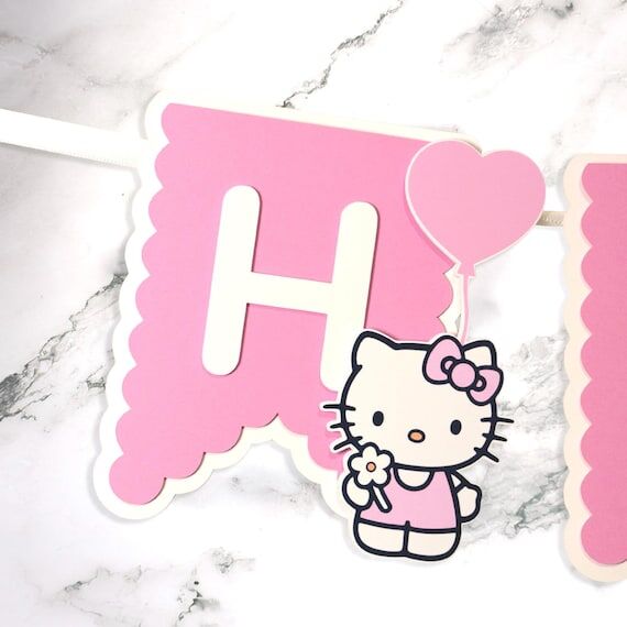 3D Kitty Birthday Banner: Custom Name & Age, ...