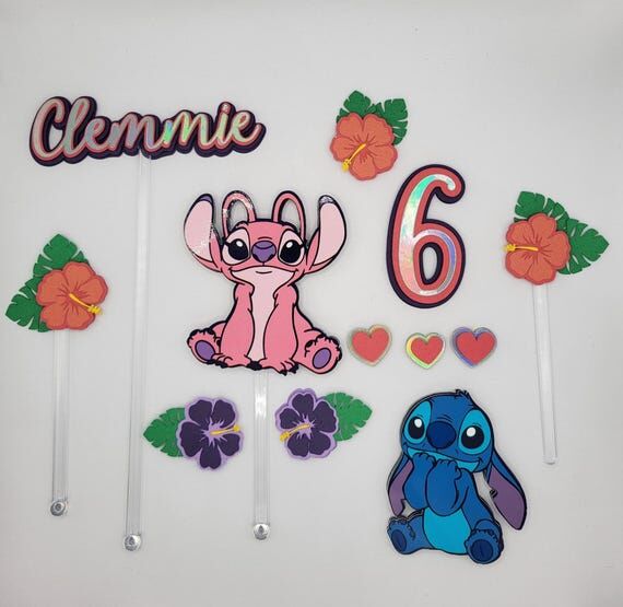 Stitch and Angel Topper | Hawaiian Birthday P...