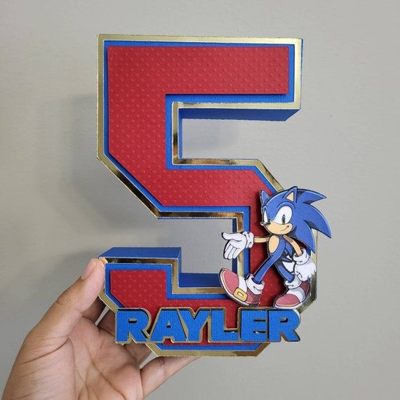 3D Sonic Number, Custom Party Decorations, Bi...