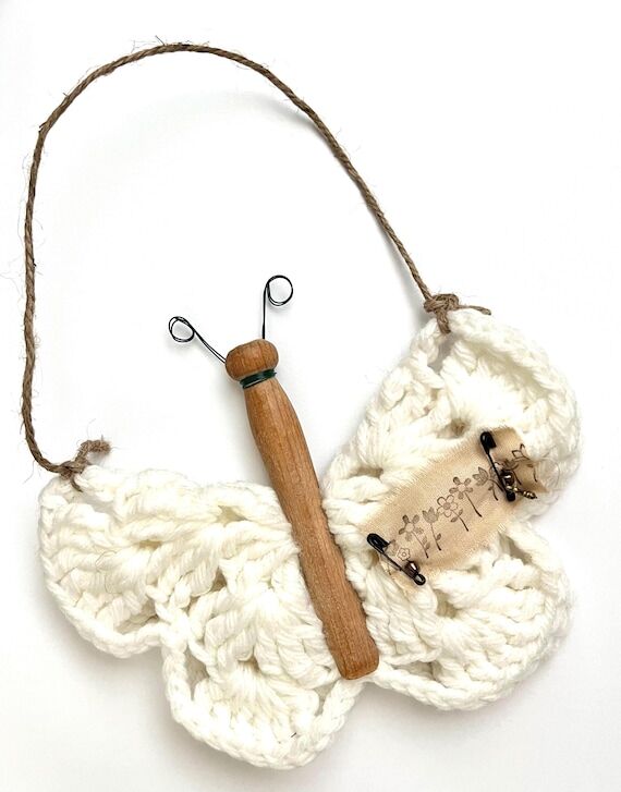 Handmade Crocheted Clothespin Butterfly - Han...