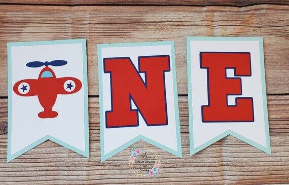 Airplane High Chair Banner: 1st Birthday Part...
