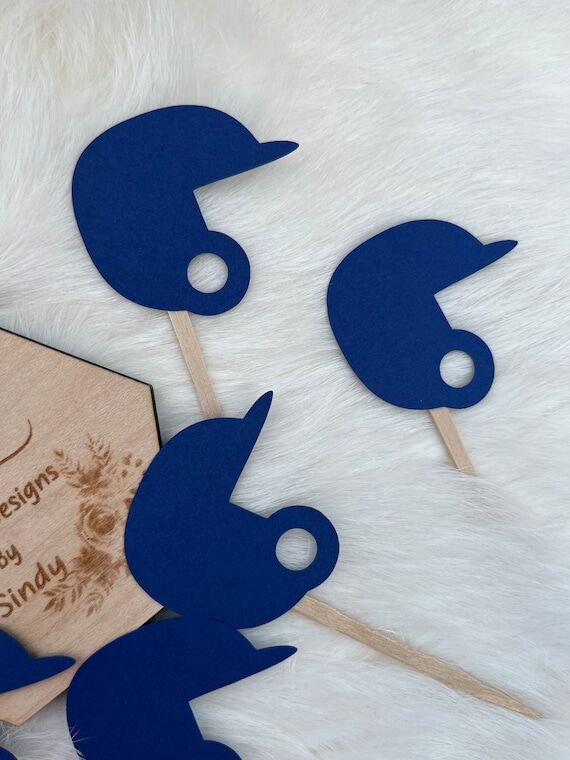 Baseball Helmet Cupcake Toppers: Sports Birth...