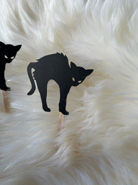 Halloween Cat Cupcake Toppers: Party Decorati...