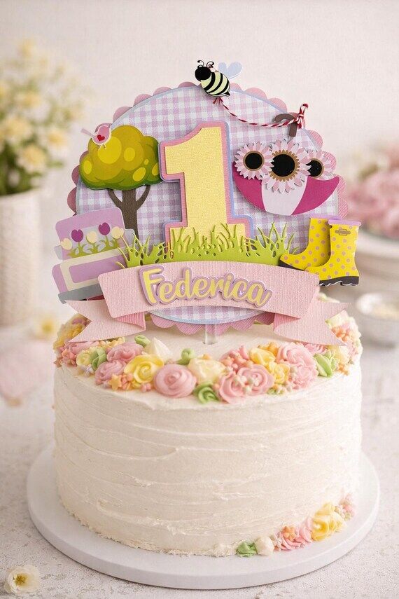 Spring Garden Cake Topper, Girl Party Decor ...