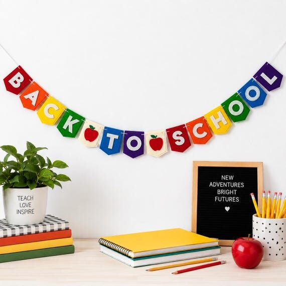 Back to School Felt Banner, School Classroom ...