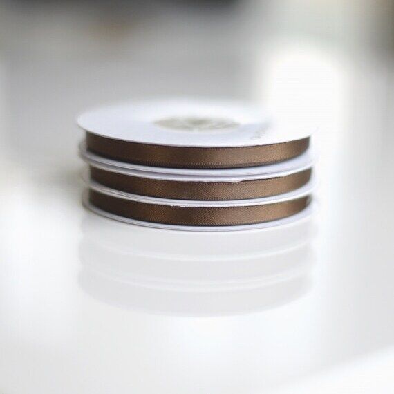 Chocolate Brown Double Sided Satin Ribbon, 6m...