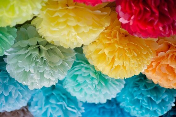 Set of 3 or 5 Tissue Paper Pom Poms, 8" ...