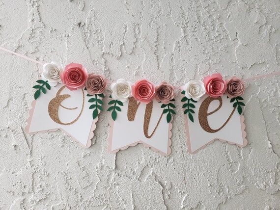 Floral Highchair Banner, Blush Pink & Gold &q...