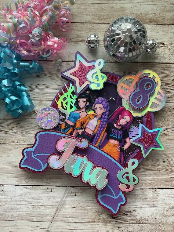 Kpop -Shaker style cake topper and 3d layered...