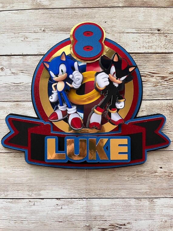 Custom 3D Sonic vs Shadow Cake Topper: Person...