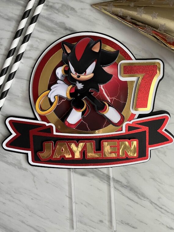 Shadow Hedgehog Cake Topper 3D Style, Customi...