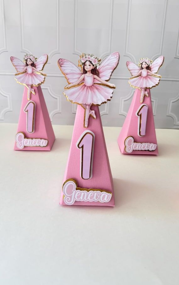 Pink Fairy Party Favor Boxes, First Birthday ...