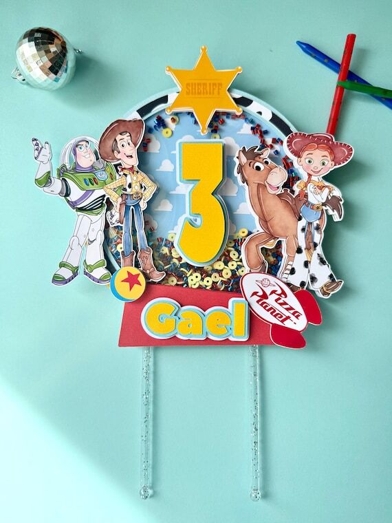 Toy Story Shaker Cake Topper, Custom Birthday...