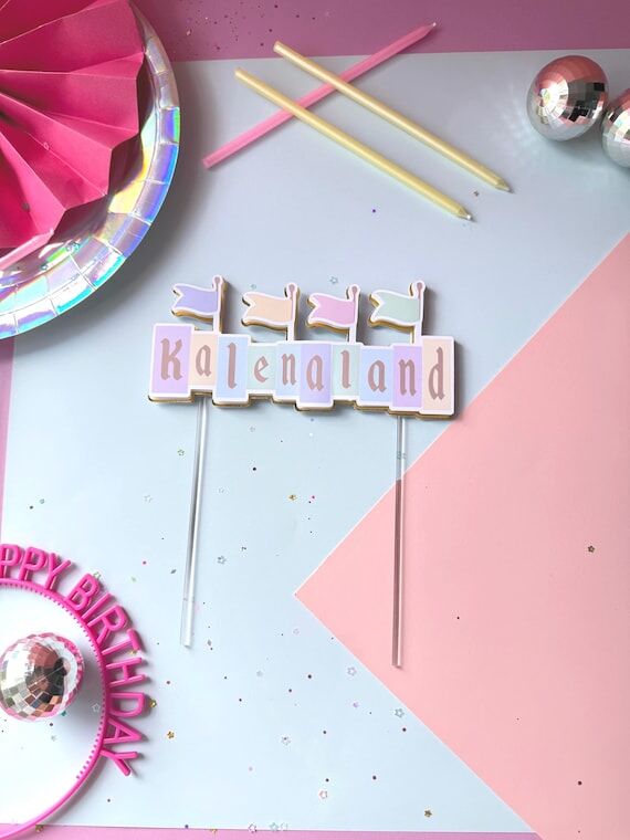 Disneyland Birthday Cake Topper, Vintage-Styl...