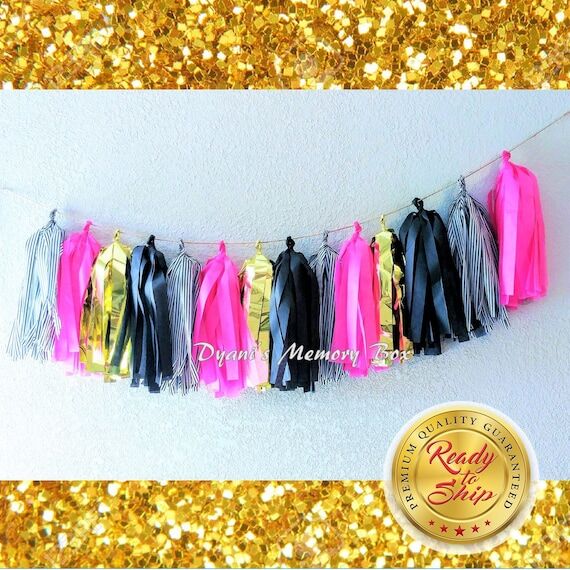 Pink, Black & Gold Tassel Garland: Bridal Sho...