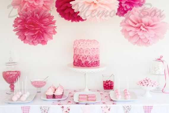 12 Custom Handmade Tissue Paper Pom Poms / We...