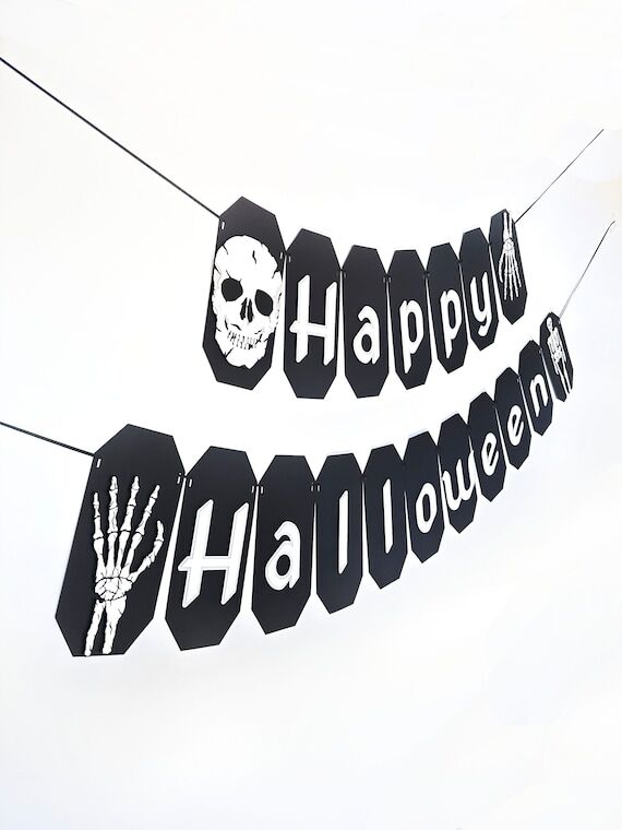 Halloween Garland | Skeleton Party Banner | S...