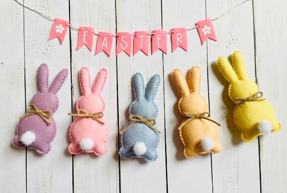 Handmade Felt Easter Bunny, Easter Basket Fil...