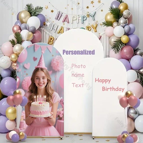 Custom Arch Backdrop Cover, Personalized Phot...