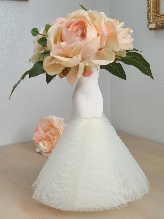 Bridal Shower Dress Centerpiece, Ivory Tulle,...