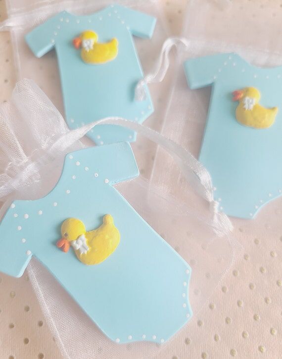 Handmade Ducky Baby Shower Favor Bags: Blue O...