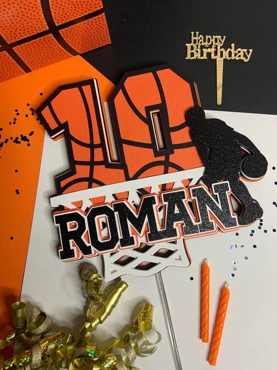 Personalized Basketball Birthday Cake Topper,...