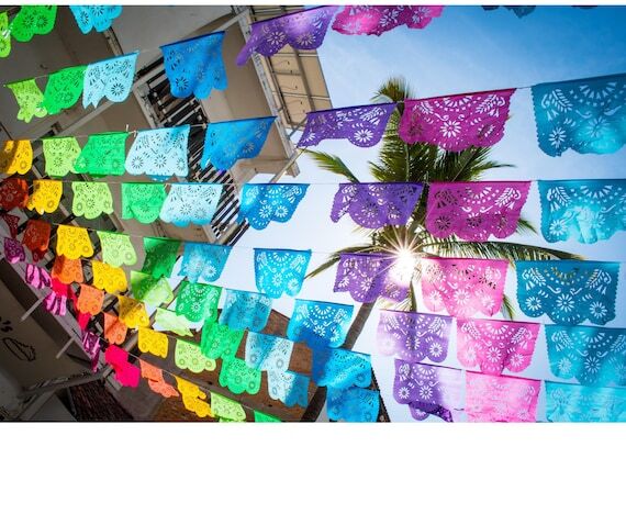 Papel Picado Banner: Multi-Color Plastic, Fie...
