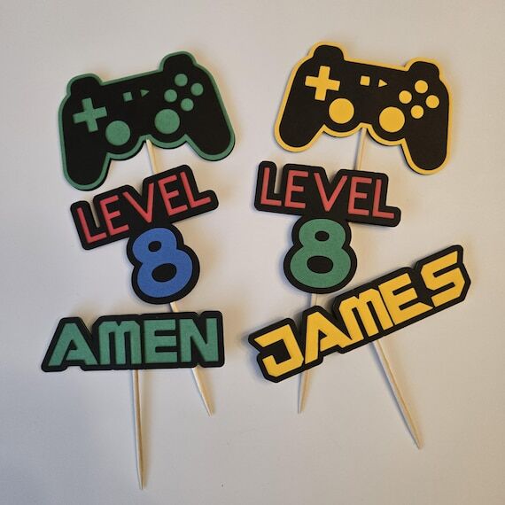 Personalized Gaming Cupcake Toppers: Gamer Bi...