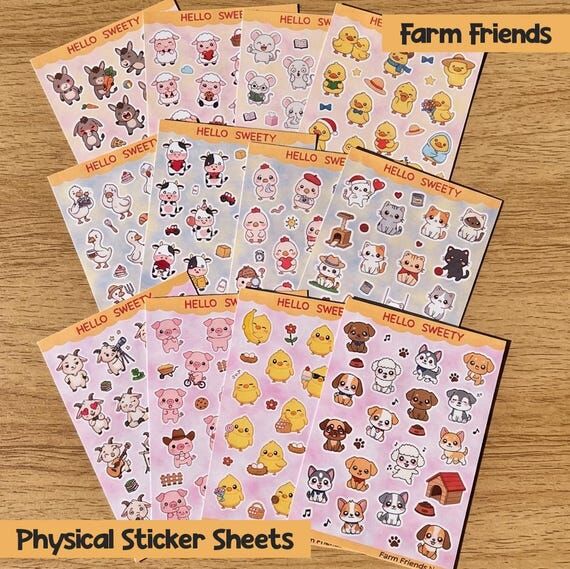 Farm Animal Sticker Set – Matte Barnyard Fr...