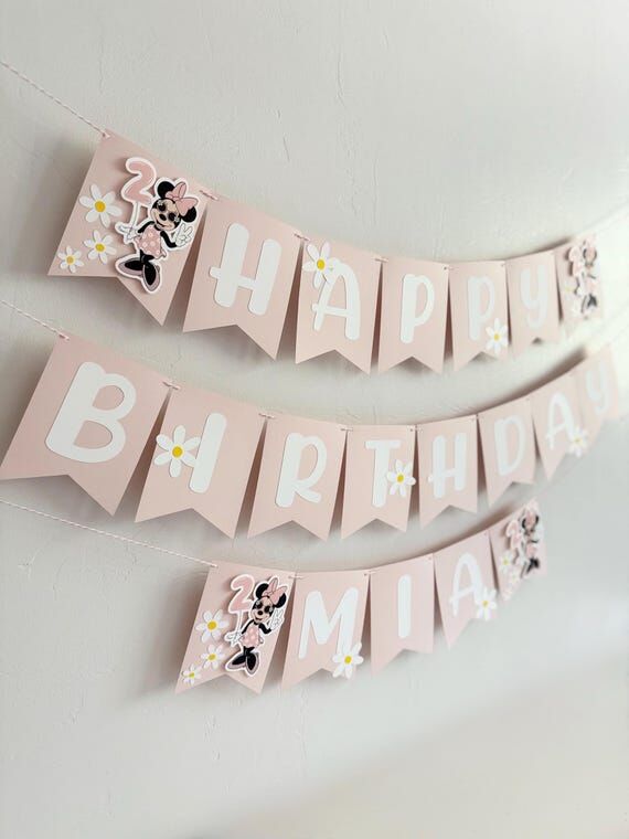 Retro Minnie Mouse birthday banner, oh twodle...