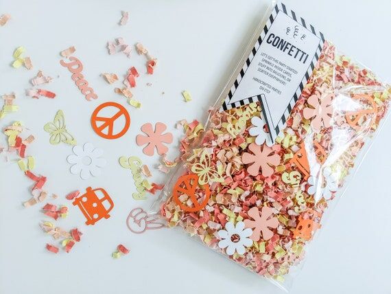 70s Groovy Confetti | Flower Power, Peace Sig...