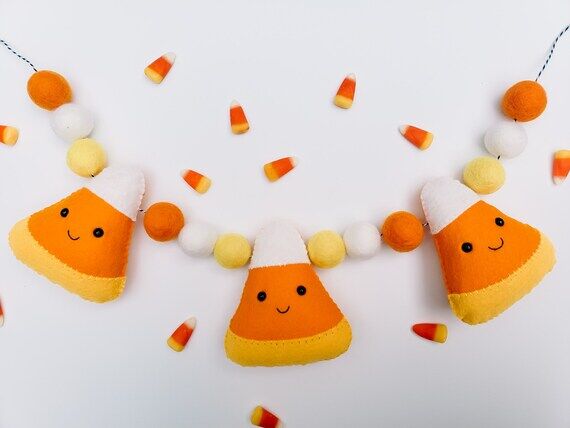 Candy Corn Garland for Halloween & Fall, Cand...