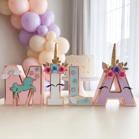 Unicorn 3d letter, unicorn birthday decoratio...
