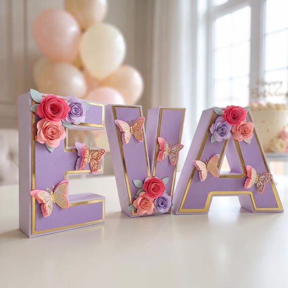 Custom 3D Letters for Butterfly Theme Birthda...