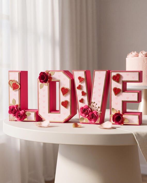 Valentines 3D Letters, Heart Party Decor, Val...
