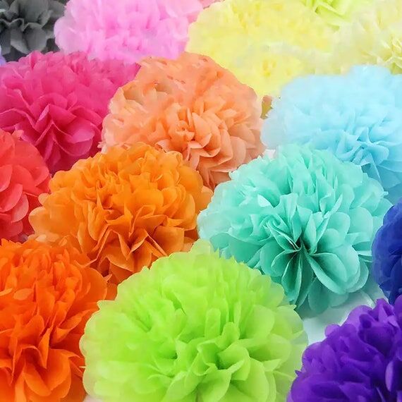 Colorful Tissue Paper Pom Poms, Party Decorat...