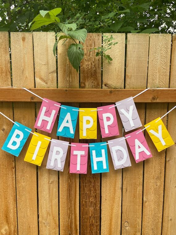 Handcrafted Building Blocks Happy Birthday Ba...