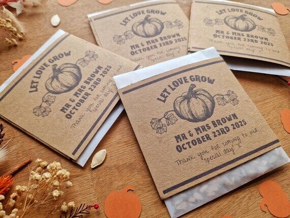 Custom Pumpkin Seed Wedding Favors, Plantable...