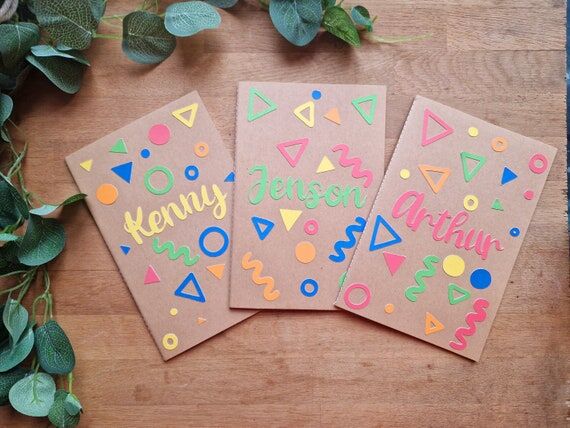 Personalised A5 Notebook, Rainbow Pastel Shap...