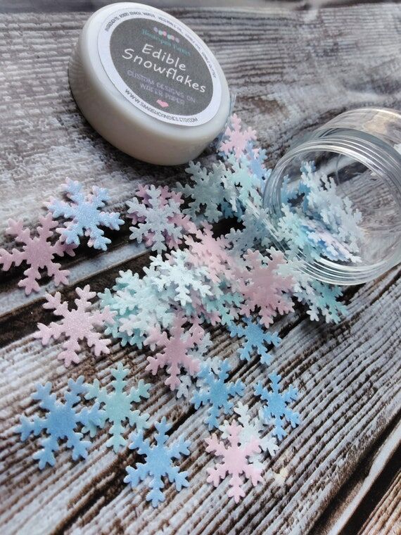 Mini Pastel Shimmering Snowflakes Cake Decora...