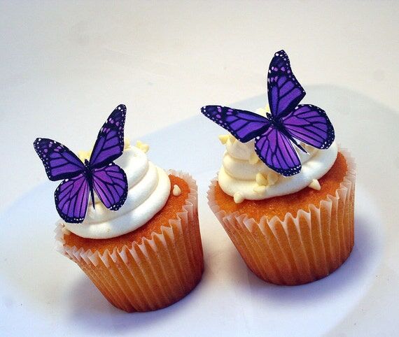 Edible Butterflies Wedding Cake Topper, Purpl...