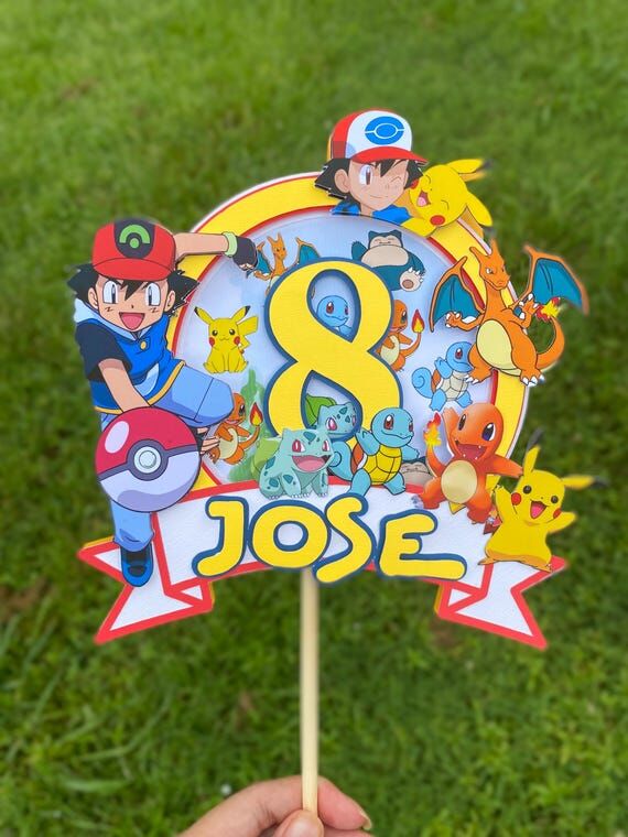 Personalized Pokemon Cake Topper, Pikachu Bir...