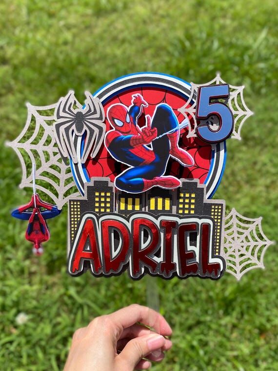 Personalized Superhero Cake Topper: Spider Th...