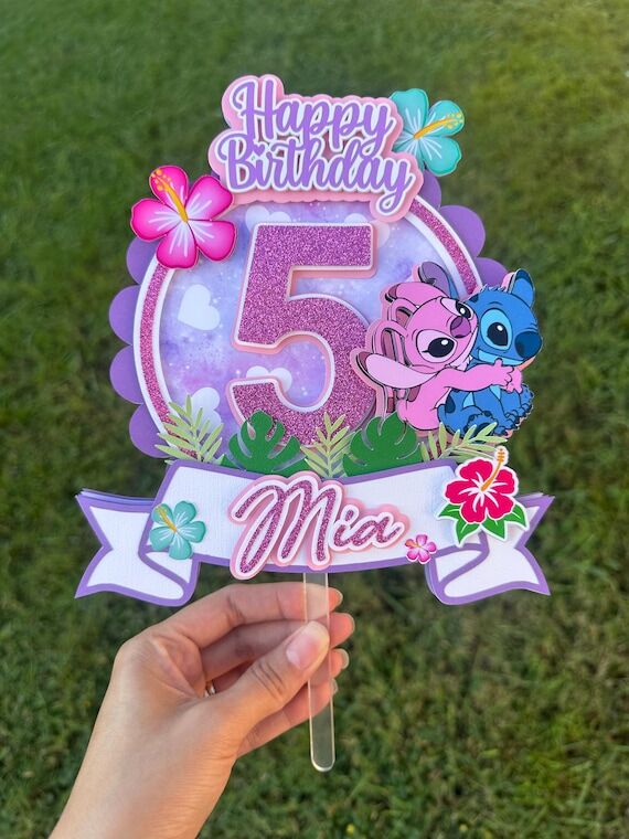 Stitch Angel inspired Cake Topper: Purple Bir...