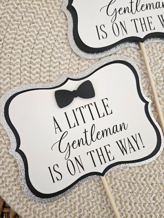 Little Gentleman Baby Shower Centerpiece Sign...