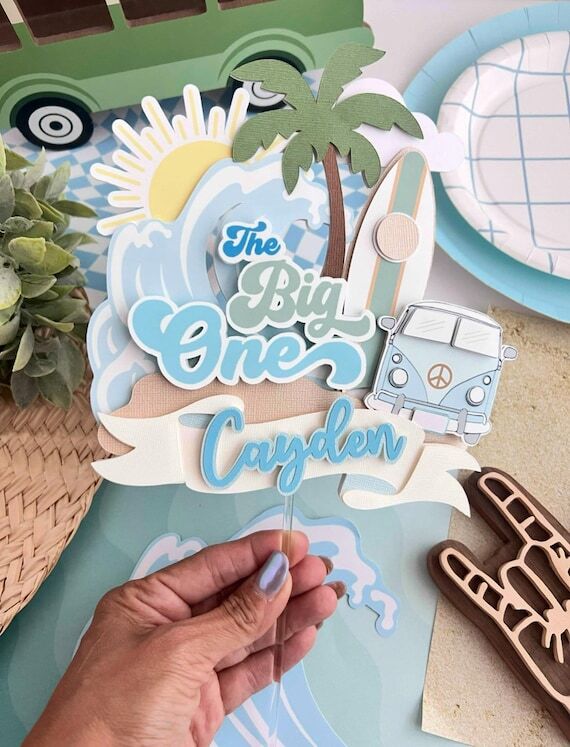 Surf cake topper, The Big One Cake Topper, su...